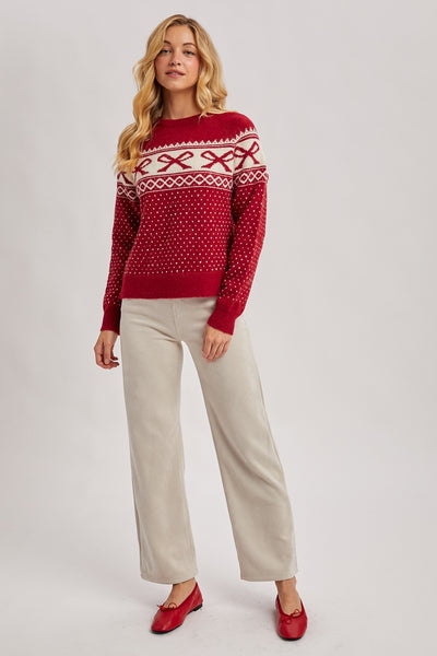 The Merry Bow Sweater - Red