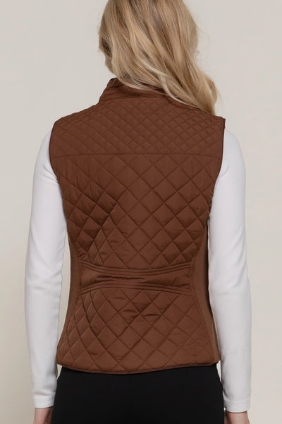 Diamond Quilted Vest-Hazelnut