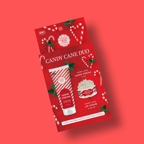 festive self care candy cane lip scrub and hand cream 