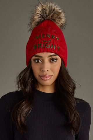 Merry&Bright Pom Pom Hat - Red/Green