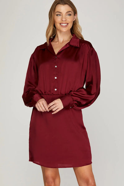 Fall In The City Dress-Wine