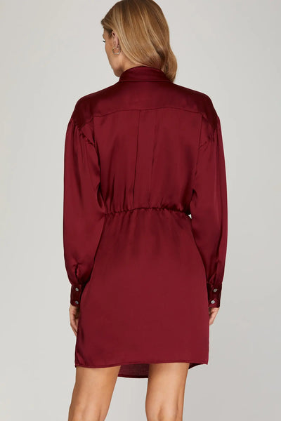 Fall In The City Dress-Wine