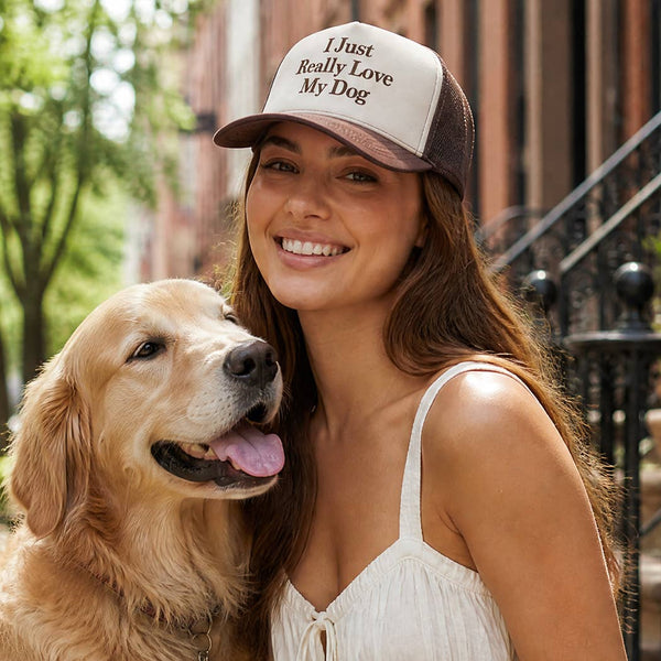 I Just Really Love My Dog Trucker Hat - Brown/Tan