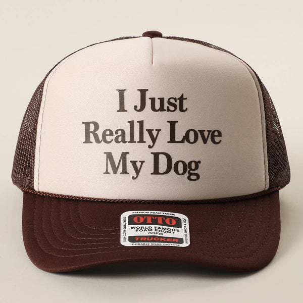 I Just Really Love My Dog Trucker Hat - Brown/Tan