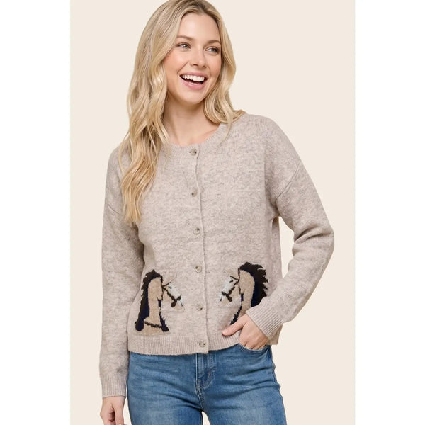 The Paddock Horse Cardigan - Taupe