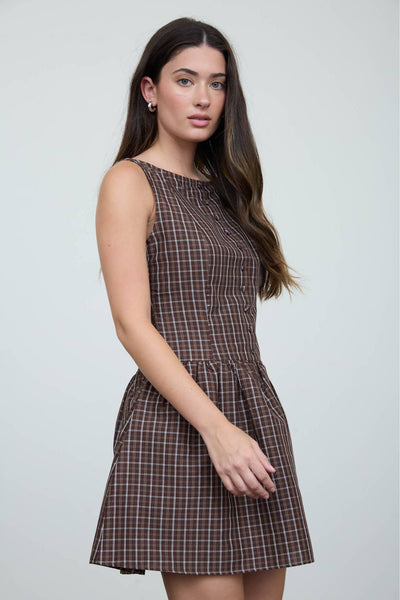 Back To Campus Dress-Brown/Multi