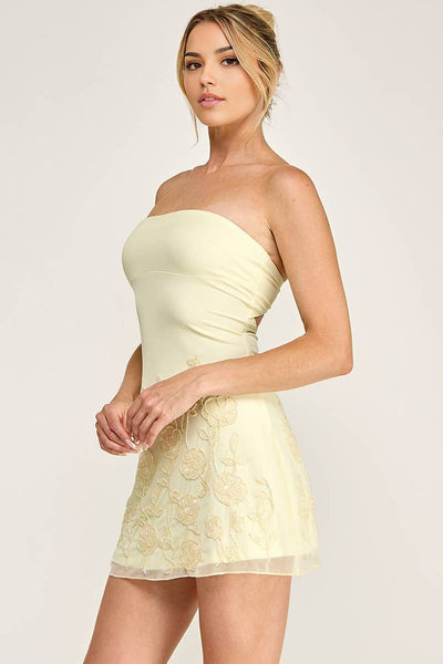 Bella Strapless Dress-Yellow