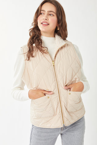 Keystone Reversible Sherpa Vest-Butter