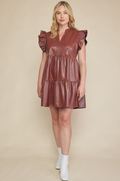 Leather In The City Dress - Chocolate