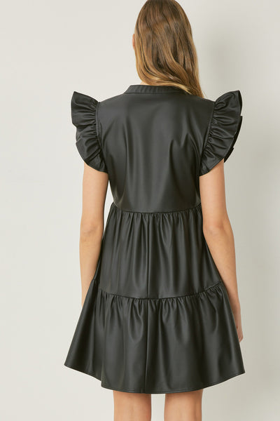 Leather In The City Dress - Black