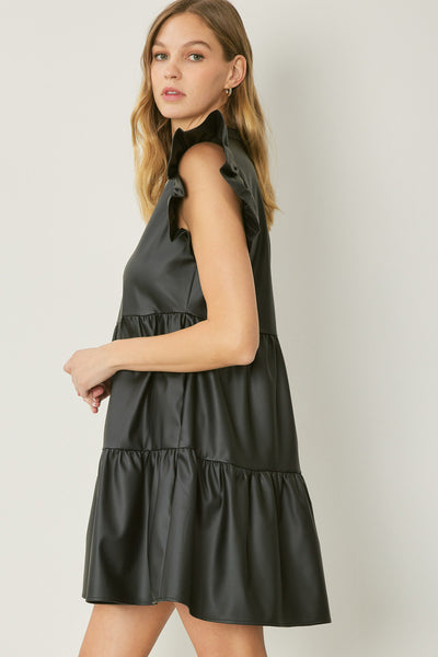 Leather In The City Dress - Black