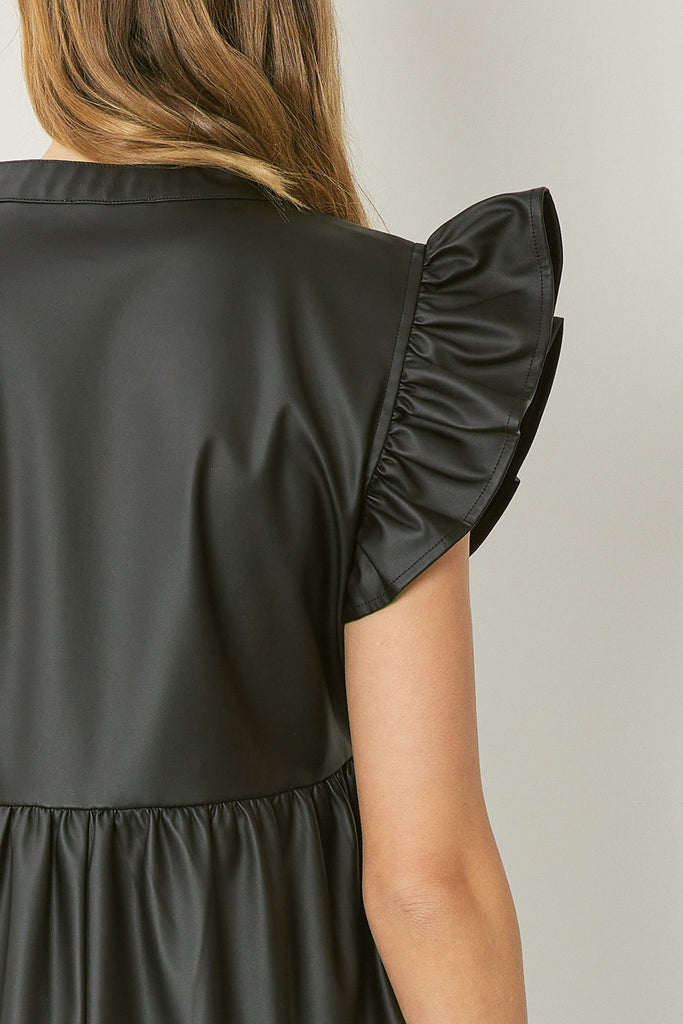 Whistles Women's Phoebe Short Leather Dress - Black - 16