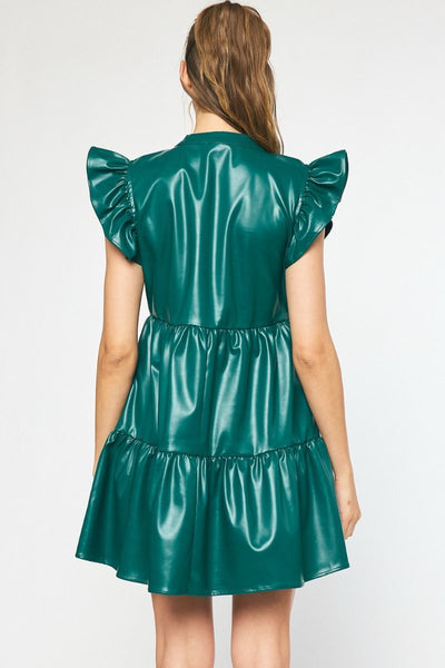 Leather In The City Dress - Hunter Green