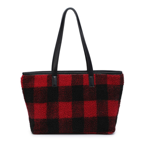 Sherpa Plaid Tote - Red