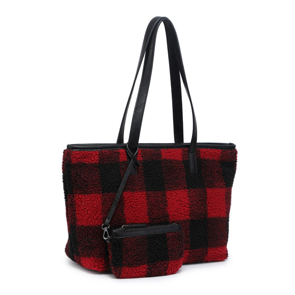 Sherpa Plaid Tote - Red
