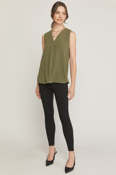 Simple Work Top- Olive